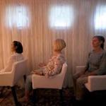 From left, Suriphan Ratanamatmongkol, Kate MacDonald, and Diane Medeiros meditated at the Inner Space Meditation Center. 