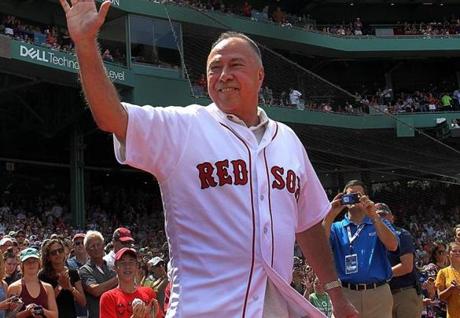 8Boston, MA - 8/20/2017 - Former Boston Red Sox and current NESN Broadcaster Jerry Remy honored during a pre-game Ceremony. The Boston Red Sox host the New York Yankees in the third of a three game series at Fenway Park. - (Barry Chin/Globe Staff), Section: Sports, Reporter: Peter Abraham, Topic: 21Red Sox-Yankees, LOID: 8.3.3472797547.

