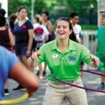 08/08/2018 Salem NH - Samantha Chiodi (cq) get to use hula hoop at her Summer job at Canobie Lake Park. She is part of the Fun Squad at the park. Jonathan Wiggs/Globe Staff Reporter:Topic: