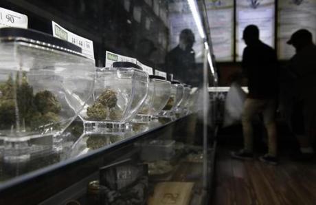 Marijuana on display at a dispensary in Las Vegas.
