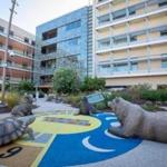 A variety of native California animal statues populate the Dunlevie Garden at the new Lucile Packard Children?s Hospital at Stanford in Palo Alto, Calif.