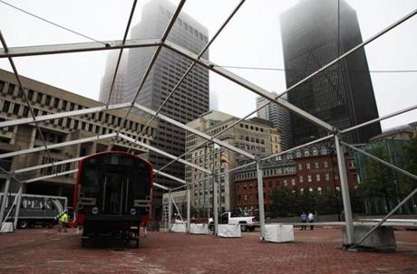 Now arriving at City Hall Plaza: A mockup of the T?s new Red Line cars. 
