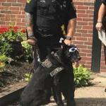 Officer John Mercer and K-9 Kenny at Saturday?s retirement ceremony. 