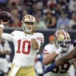 49ers quarterback Jimmy Garoppolo was 10 of 12 and threw for a touchdown Saturday,