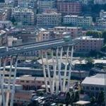 The remains of the Morandi Bridge in Genoa, Italy, after it partially collapsed on Aug. 15.