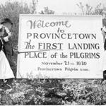 A sign from the 1950 commemoration, which marked the 330th anniversary of the Mayflower?s arrival in Provincetown.