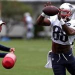 Foxborough, MA - 8/21/2018 - New England Patriots wide receiver Kenny Britt (88) at New England Patriots practice at Gillette Stadium in Foxborough. - (Barry Chin/Globe Staff), Section: Sports, Reporter: Ben Volin, Topic: 22Patriots, LOID: 8.4.2913575294.