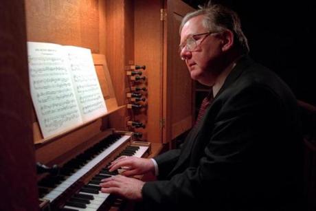 James David Christie performing all-Bach program at St. Thomas Church on Tuesday night, April 25, 2000.(Photo by Hiroyuki Ito/Getty Images)
