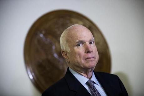 FILE - AUGUST 24, 2018: It was reported in a statement released by his family, Senator John McCain will no longer receive treatment for his brain cancer August 24, 2018. WASHINGTON, DC - OCTOBER 25: Sen. John McCain (R-AZ) looks on during a brief press conference before an Armed Services conference committee meeting on the National Defense Authorization Act on Capitol Hill, October 25, 2017 in Washington, DC. (Photo by)
