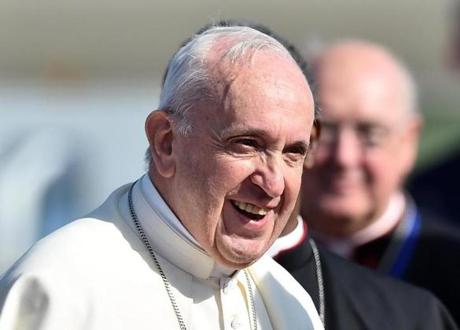 Pope Francis smiles on arrival at Dublin International Airport on August 25, 2018, at the start of his visit to Ireland to attend the 2018 World Meeting of Families. (Photo by Charles McQuillan / POOL / Getty Images)CHARLES MCQUILLAN/AFP/Getty Images

