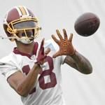 FILE - In this June 13, 2018, file photo, Washington Redskins wide receiver Josh Doctson (18) makes a catch during NFL football practice in Ashburn, Va. An Achilles Tendon MRI for Washington Redskins receiver Josh Doctson seemed like reason for alarm. Instead, it was a chance to show the 2016 first-round pick is healthy again and able to make the next step to being a dynamic piece of the offense. (AP Photo/Nick Wass, File)