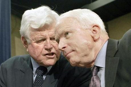 Senators John McCain and Ted Kennedy on Capitol Hill in 2006.
