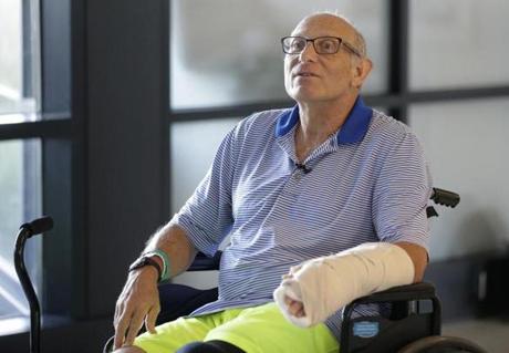 Shark attack victim William Lytton spoke Tuesday at Spaulding Rehabilitation Hospital, where he is being treated.
