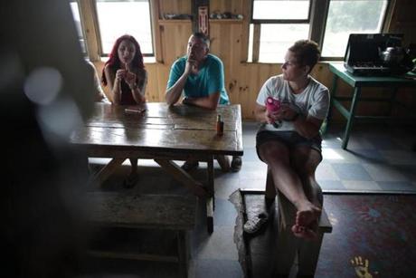 08/17/2018 Penikese island- Kathleen Duseau (cq) right took part in a retreat by Recovering Champions to Penikese Island Wild Life Sanctuary. Kathleen , was with group during introductions before lunch.Jonathan Wiggs/Globe Staff Reporter:Topic:
