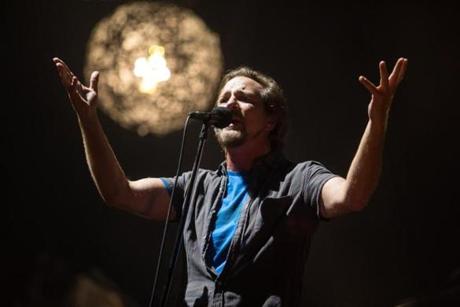 Eddie Vedder performing with Pearl Jam at Fenway Park on Sept. 2.
