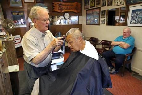 Since he was a young boy, William Young, 67, has been getting his hair cut by Joseph Monahan.
