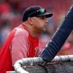 Boston, MA - 7/28/2018 - Boston Red Sox manager Alex Cora watches batting practice. The Boston Red Sox host the Minnesota Twins in the third of a four game series at Fenway Park. - (Barry Chin/Globe Staff), Section: Sports, Reporter: Peter Abraham, Topic: 29Red Sox-Twins, LOID: 8.4.2639724244.