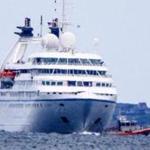 A cruise ship that was stranded for several hours in Buzzards Bay continued its voyage Saturday morning after passing a Coast Guard inspection, officials said.