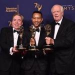 LOS ANGELES, CA - SEPTEMBER 09: Sir Andrew Lloyd Webber, John Legend and Tim Price pose in the press room during the 2018 Creative Arts Emmys at Microsoft Theater on September 9, 2018 in Los Angeles, California. (Photo by Alberto E. Rodriguez/Getty Images)