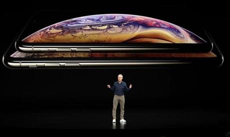 Apple CEO Tim Cook discussed the new iPhone models at during an event Wednesday in Cupertino, Calif.
