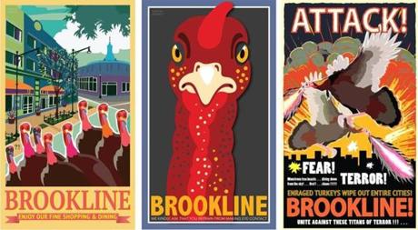 A turkey-themed poster by Caroline Barnes.

