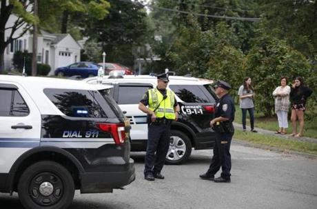 Police blocked Henderson Road in Woburn, where a small plane crashed Saturday.
