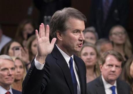 Supreme Court nominee Brett Kavanaugh was sworn in earlier this month before the Senate Judiciary Committee.
