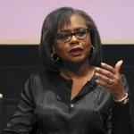 Anita Hill spoke at a discussion about sexual harassment in December 2017. 