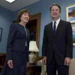 Senator Susan Collins of Maine met with Supreme Court nominee Judge Brett Kavanaugh at her office last month.