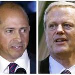 Jay Gonzalez (left) will face inclumbent Republican Governor Charlie Baker in the November election. 