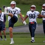 Foxborough, MA - 9/20/2018 - New England Patriots tight end Rob Gronkowski (87) at New England Patriots practice at Gillette Stadium in Foxborough. - (Barry Chin/Globe Staff), Section: Sports, Reporter: Jim McBride, Topic: 21Patriots, LOID: 8.4.3128084960.