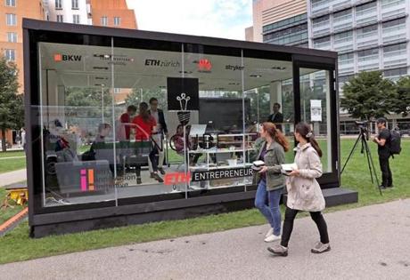 Five MIT students shut themselves inside a transparent glass box on Thursday.
