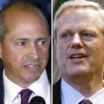 Democratic Jay Gonzalez (left) is running against Governor Charlie Baker, a Republican, in Massachusetts.