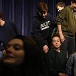 Hamilton, MA -- 3/06/2018 - At the technical rehearsal for semi-finals, Deb and the actors from the Peabody Veterans Memorial High School drama club disbanded after posing for a group photo. (Jessica Rinaldi/Globe Staff) Topic: Reporter: Jenna Russell