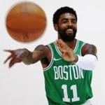 Canton, MA - 9/24/2018 Celtics no. 11 Kyrie Irving poses for a portrait at the Boston Celtics Media Day in Canton, Mass. on Monday September 24, 2018.(Michael Swensen for The Boston Globe) Topic: (metro) 