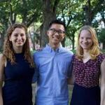  Three Harvard University students are going to Malaysia for the Astellas Oncology C3 Prize competition. From left: Emily Dahl, Do Hyun Kim, and Olga Romanova.