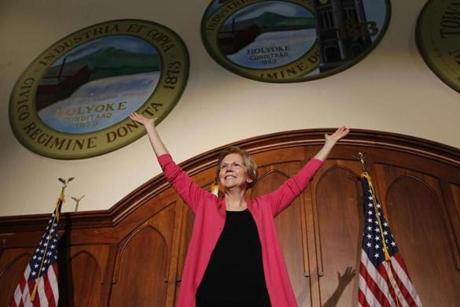 US Senator Elizabeth Warren spoke at a town hall meeing in Holyoke on Saturday.
