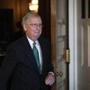 Senate Majority Leader Mitch McConnell left a closed-door lunch meeting of GOP senators at the US Capitol on Wednesday.