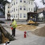 Construction continued Thursday on Brookfield Street in South Lawrence.