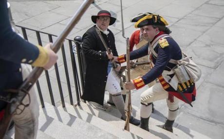 This weekend, Revolution 250 actors will stage Boston Occupied, a reenactment of the 1768 arrival of British troops in the city. Revolution 250 is a consortium of institutions marking the sestercentennial of events that led to the Revolution.

