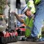 Replacement crews worked on a natural gas line on Wyman Street in Woburn on Tuesday.
