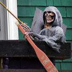 A skeleton in a coffin graced the top of the Boston Harbor Yacht Club in years past. At Six Flags New England, several contestants will try to spend 30 consecutive hours lying in a 2-foot-by-7-foot coffin. 