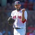 Boston, MA: 4/5/2018: Red Sox starting pitcher David Price reacts after he got out of a jam to end the top of the fifth inning. The Boston Red Sox hosted the Tampa Bay Rays in their 2018 MLB home Opening Day baseball game at Fenway Park. (Jim Davis/Globe Staff)