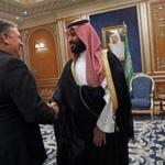Secretary of State Mike Pompeo shook hands with Saudi Crown Prince Mohammed bin Salman in Riyadh, Saudi Arabia, Tuesday.