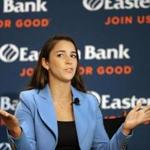 BOSTON, MA - 10/16/2018: Olympic gymnast Aly Raisman talked about sex abuse in the lobby of Eastern Bank's headquarters on Franklin Street (David L Ryan/Globe Staff ) SECTION: METRO TOPIC 17aly