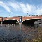 Boston, Cambridge, MA - 10/22/2017 - Spectators line the bank and the Eliot Bridge. The Fifty-Third Head of the Charles Regatta continues for a second day. (Pat Greenhouse/Globe Staff) Topic: HeadoftheCharles Reporter: 