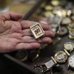 Boston, MA., 10/22/2018, Some of the watch faces they've collected over the years at The Watch Hospital, which has been on Bromfield Street in Downtown Boston for nearly 70 years, is closing up shop Friday due to high rent prices. It's been in the same family for three generations. Suzanne Kreiter/Globe staff