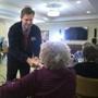 Canton, MA - 10/24/18 - Before speaking, U.S. Senate candidate Geoff Diehl (cq) greets residents at BrightView Senior Living (cq), in Canton. Photo by Pat Greenhouse/Globe Staff Topic: 15DiehlRecordMetro Reporter: Victoria McGrane