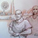 This courtroom sketch depicts Cesar Sayoc's appearance on Monday in federal court in Miami.