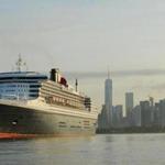 Queen Mary 2 arrives in New York, the final leg of her 175th Anniversary tour, Tuesday, July 14, 2015. This month marks the 175th Anniversary of Cunard, and the companyÕs flagship, Queen Mary 2, has recreated the historic Transatlantic Crossing from Liverpool to Halifax and Boston made by the RMS Britannia in July 1840. Although not a port of call in the original crossing made by Britannia, New York has been Cunard's North American home port for over a century. (Photo by Diane Bondareff/AP Images for Cunard)